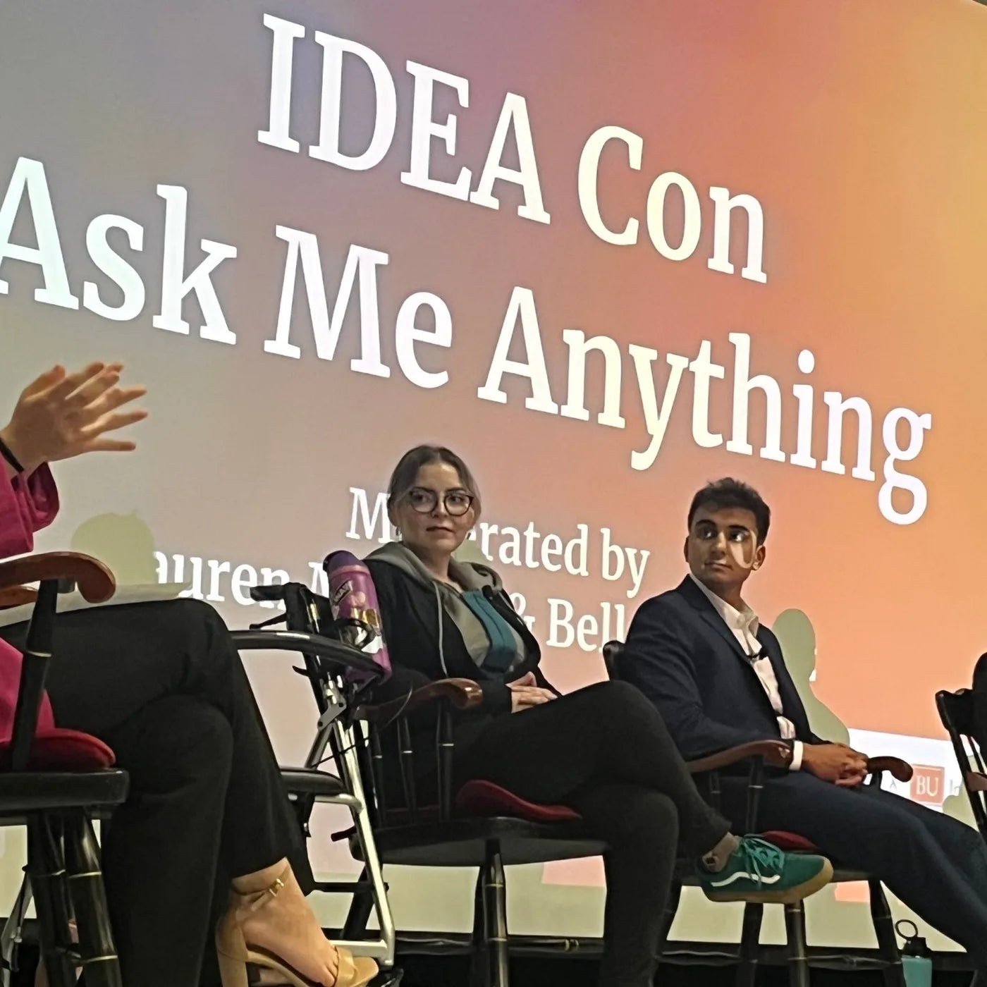 Sandi DeRuntz speaking on a panel at Boston University IdeaCon