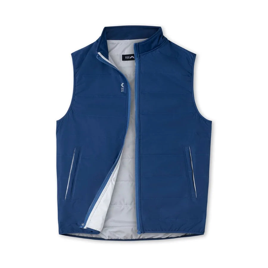 The blue TeeUp MagZip Vest, front view